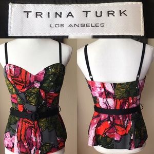 trina turk belted corset style top